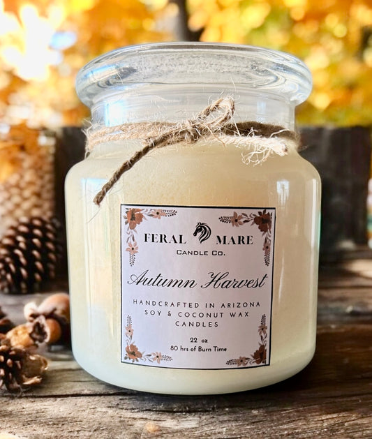 Autumn Harvest - handmade soy & coconut wax artisan candle 22 oz. 80-90 hr burn time